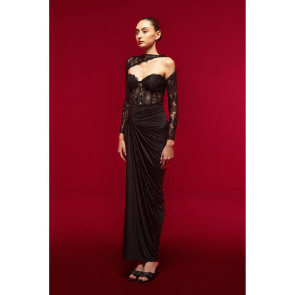 SOTBELLA Black One-Shoulder Lace Dress