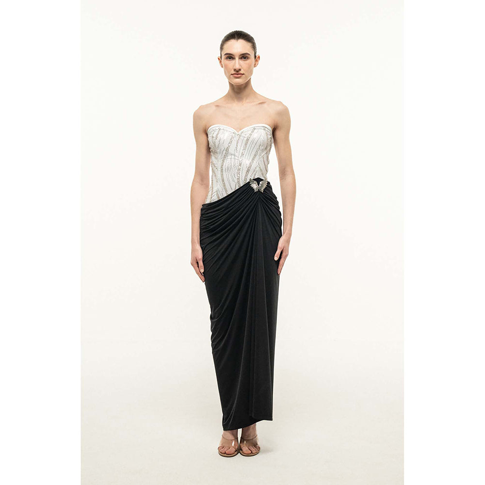 SOTBELLA Strapless Dress with Embellished Bust and Draped Skirt