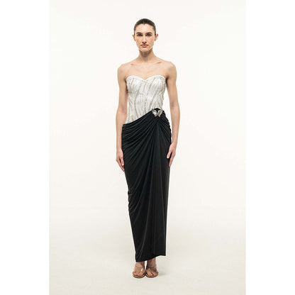 SOTBELLA Strapless Dress with Embellished Bust and Draped Skirt