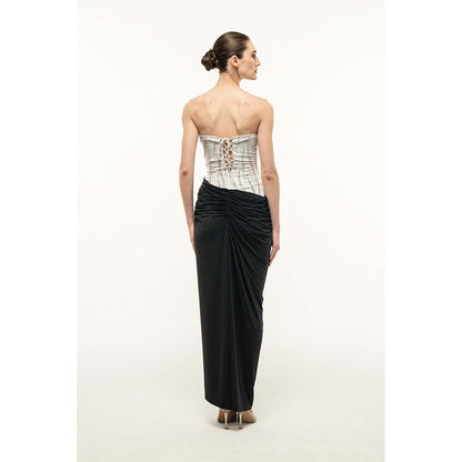 SOTBELLA Strapless Dress with Embellished Bust and Draped Skirt
