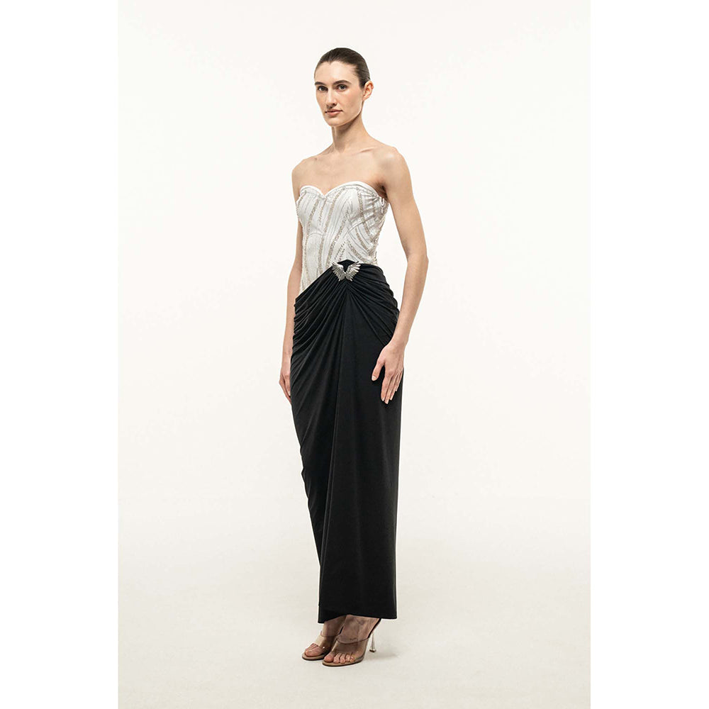 SOTBELLA Strapless Dress with Embellished Bust and Draped Skirt