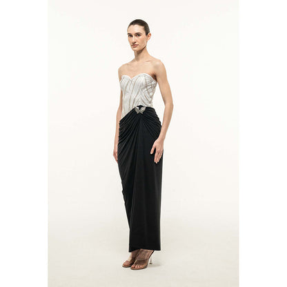 SOTBELLA Strapless Dress with Embellished Bust and Draped Skirt