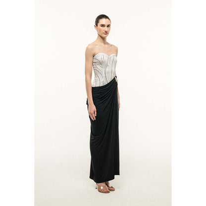 SOTBELLA Strapless Dress with Embellished Bust and Draped Skirt