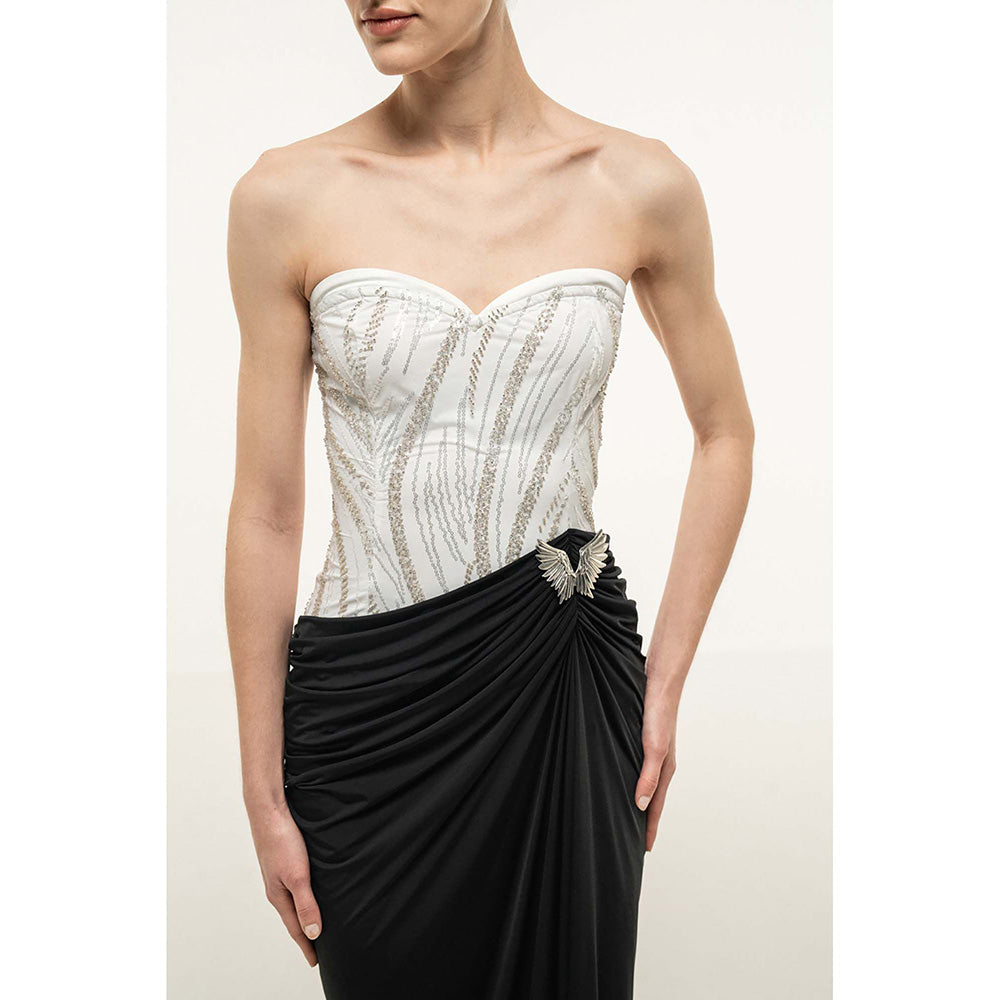 SOTBELLA Strapless Dress with Embellished Bust and Draped Skirt