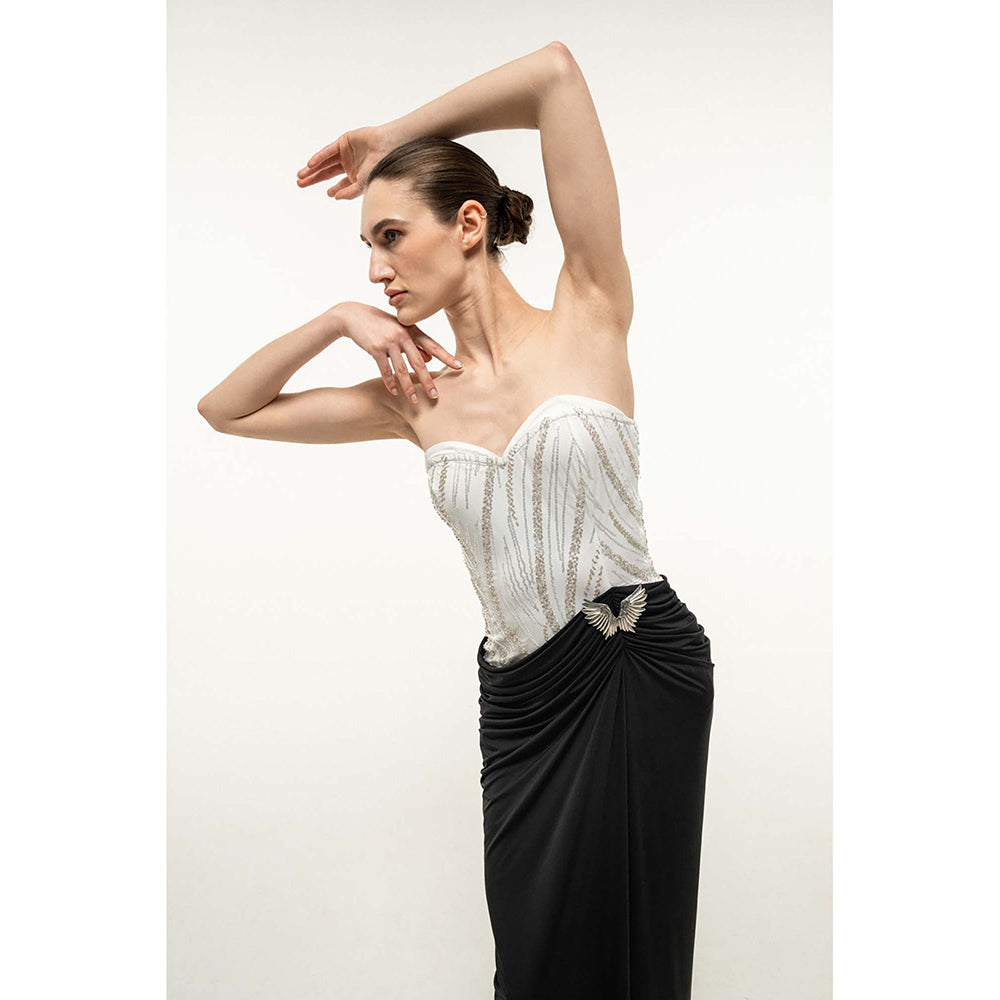 SOTBELLA Strapless Dress with Embellished Bust and Draped Skirt
