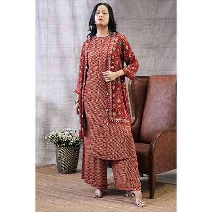 Soup by Sougat Paul Zahra Printed Kurta Jacket (Set of 3)