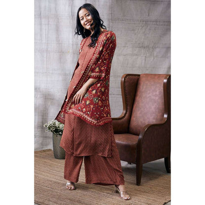 Soup by Sougat Paul Zahra Printed Kurta Jacket (Set of 3)