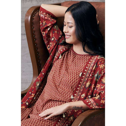 Soup by Sougat Paul Zahra Printed Kurta Jacket (Set of 3)