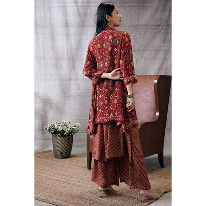Soup by Sougat Paul Zahra Printed Kurta Jacket (Set of 3)