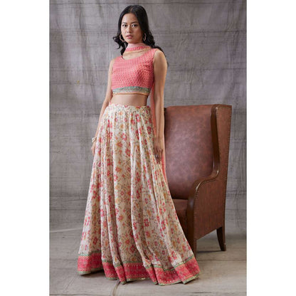Soup by Sougat Paul Zahra Embroidered Lehenga Dupatta (Set of 3)