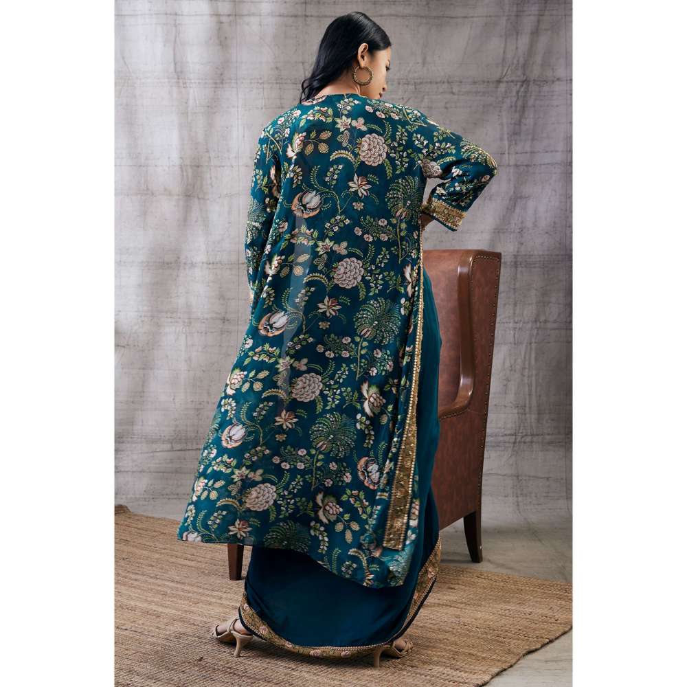 Soup by Sougat Paul Mehr Printed Drape Skirt Jacket (Set of 3)