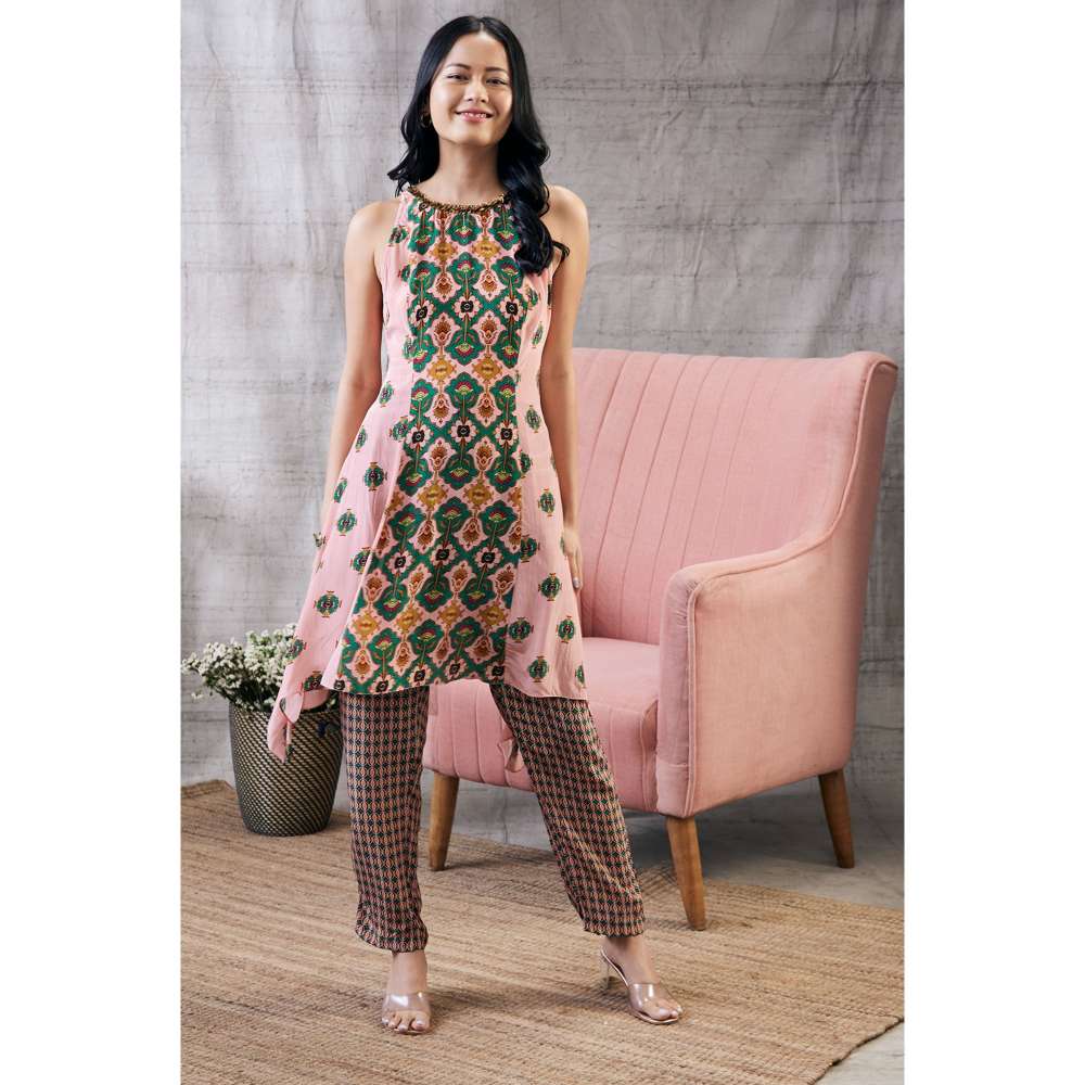Soup by Sougat Paul Taahira Printed Asymmetric Kurta (Set of 2)