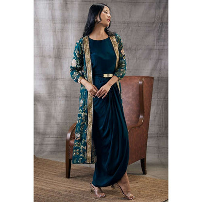 Soup by Sougat Paul Mehra Drape Dress Printed Jacket (Set of 2)