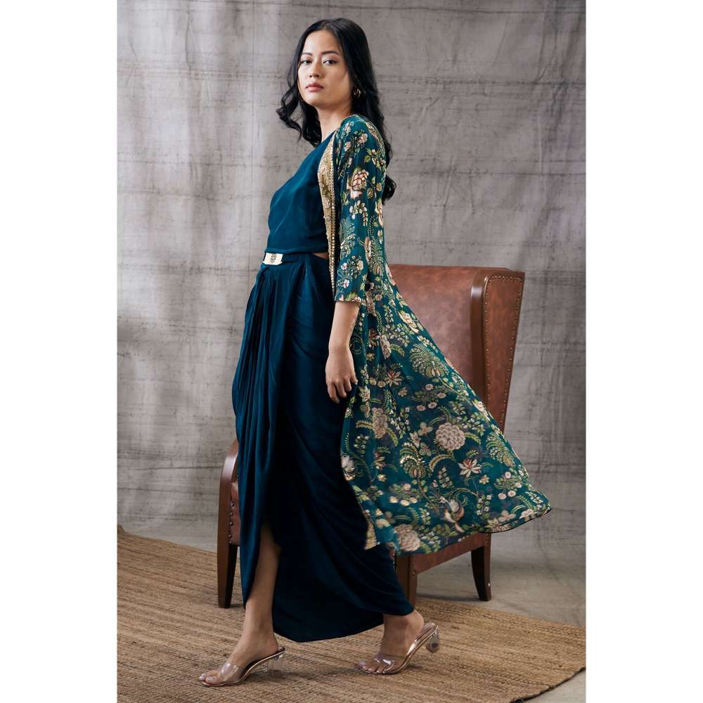 Soup by Sougat Paul Mehra Drape Dress Printed Jacket (Set of 2)