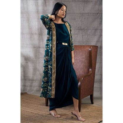 Soup by Sougat Paul Mehra Drape Dress Printed Jacket (Set of 2)