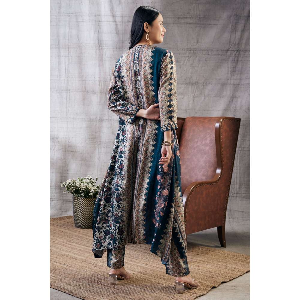 Soup by Sougat Paul Dilara Blue Embroidered Kurta (Set of 2)