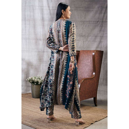 Soup by Sougat Paul Dilara Blue Embroidered Kurta (Set of 2)