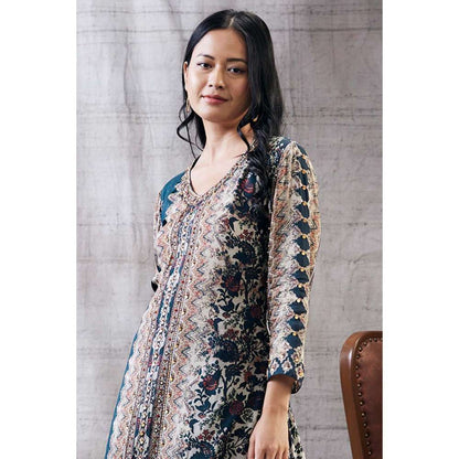 Soup by Sougat Paul Dilara Blue Embroidered Kurta (Set of 2)