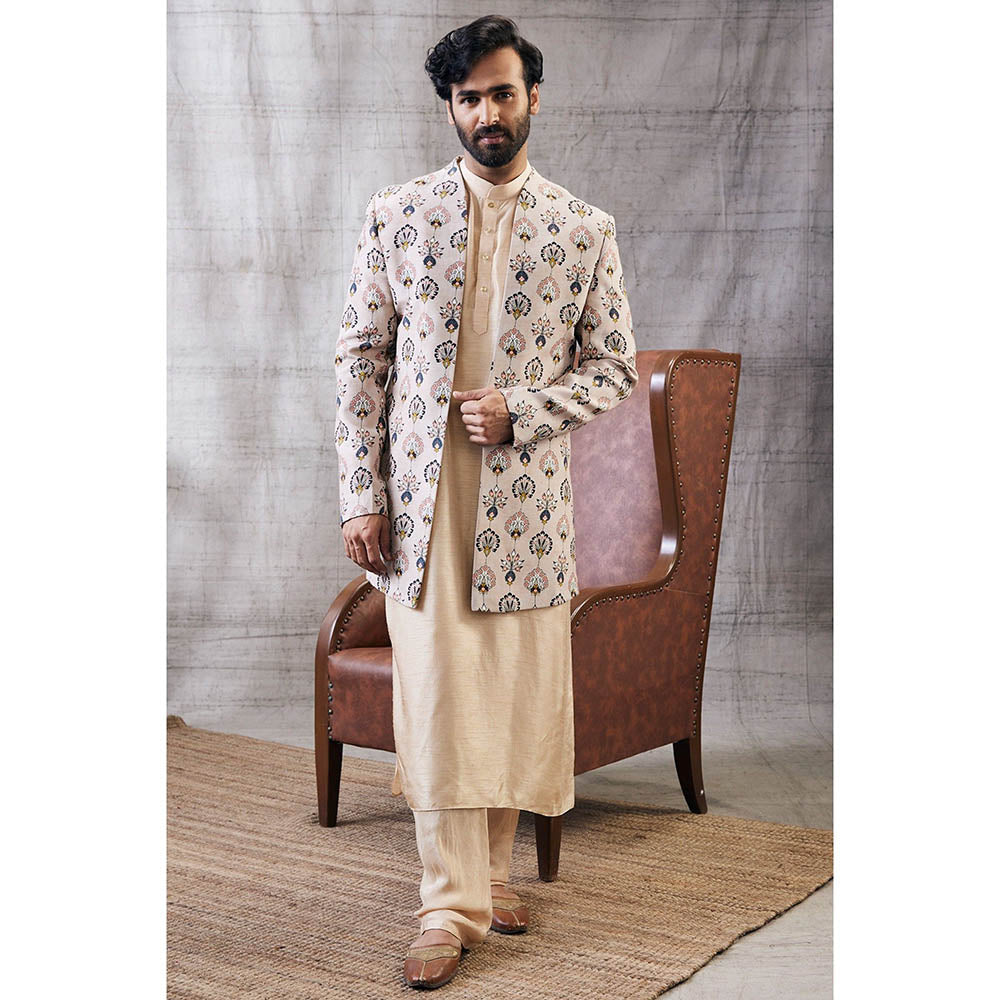 Soup by Sougat Paul Sarouk Printed Longline Jacket with Kurta (Set of 3)