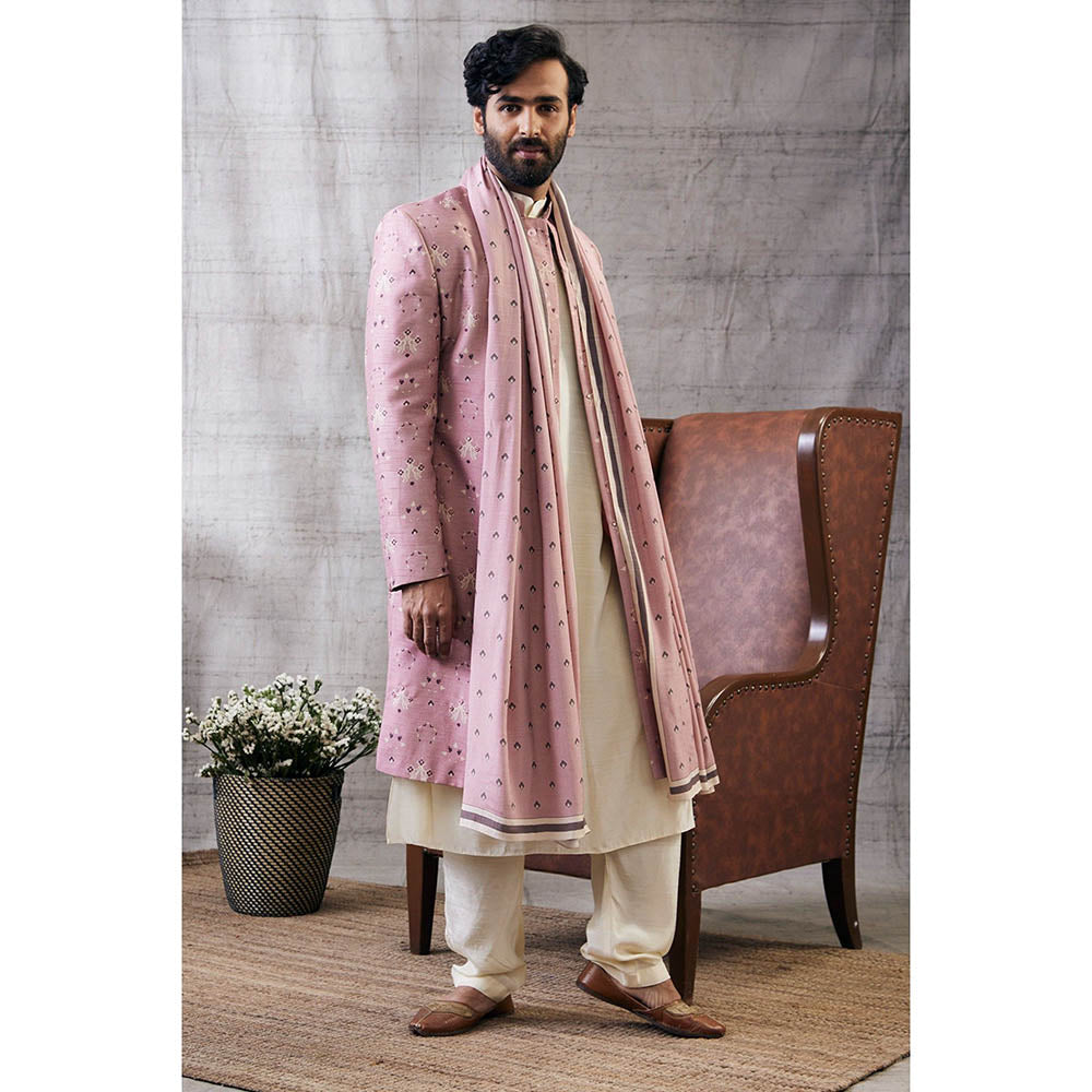 Soup by Sougat Paul Sarouk Pink Printed Sherwani (Set of 4)