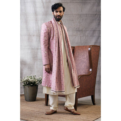 Soup by Sougat Paul Sarouk Pink Printed Sherwani (Set of 4)