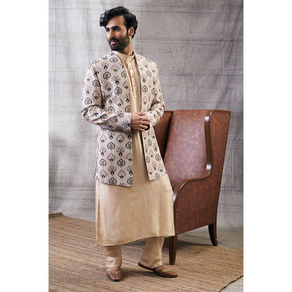 Soup by Sougat Paul Mehr Printed Jacket with Kurta (Set of 3)