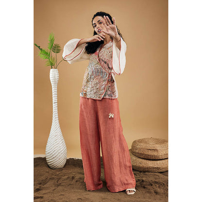 Soup by Sougat Paul Conversational Patchwork Top & Pants with Slip (Set of 3)