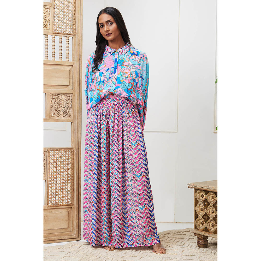Soup by Sougat Paul Zaynab Blue Floral Co-Ord (Set of 2)