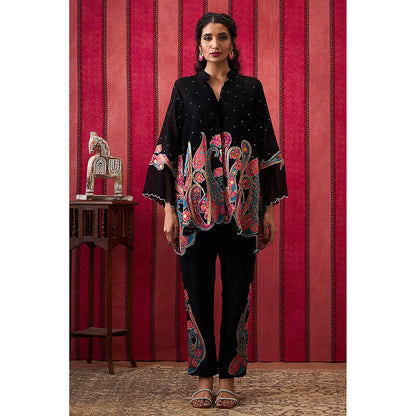 Soup by Sougat Paul Qala Black Paisley Kurta with Pant (Set of 2)