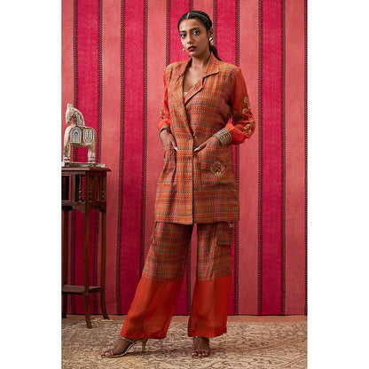 Soup by Sougat Paul Adah Orange Printed Kurta with Pant (Set of 2)