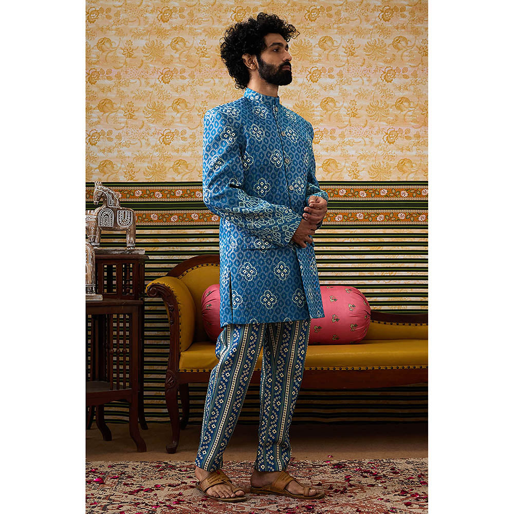 Soup by Sougat Paul Bandhej Printed Bandhgala (Set of 2)