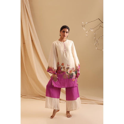 Soup by Sougat Paul Cream Aarani Embroidered Kurta with Palazzo (Set of 2)
