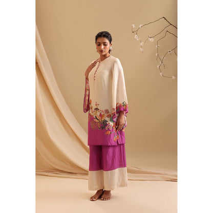 Soup by Sougat Paul Cream Aarani Embroidered Kurta with Palazzo (Set of 2)