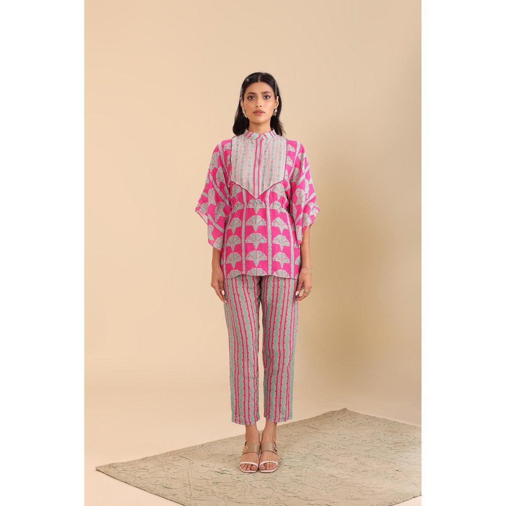 Soup by Sougat Paul Pink Naqsh Short Kaftan with Pant (Set of 2)