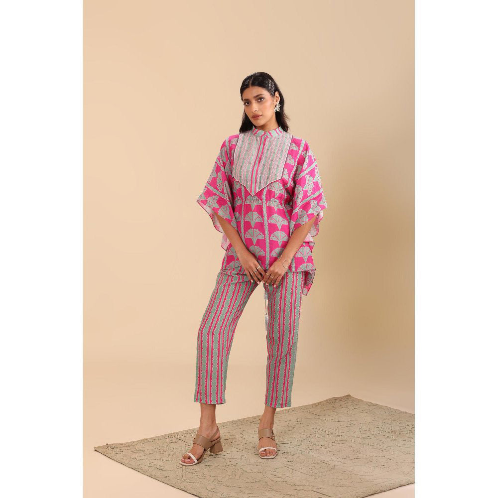 Soup by Sougat Paul Pink Naqsh Short Kaftan with Pant (Set of 2)