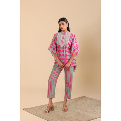 Soup by Sougat Paul Pink Naqsh Short Kaftan with Pant (Set of 2)