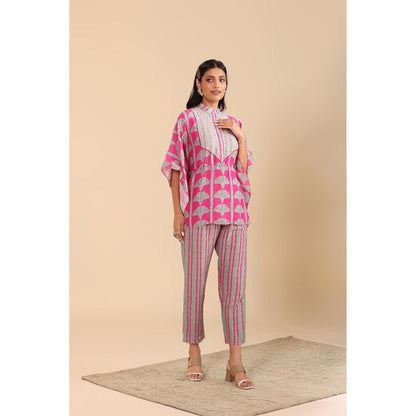 Soup by Sougat Paul Pink Naqsh Short Kaftan with Pant (Set of 2)