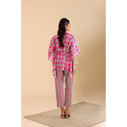 Soup by Sougat Paul Pink Naqsh Short Kaftan with Pant (Set of 2)
