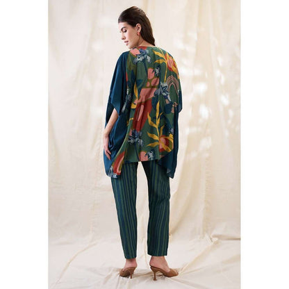 Soup by Sougat Paul Teal Floral Embellished Co-Ord (Set of 2)