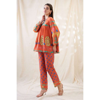 Soup by Sougat Paul Orange Kitchra Printed Co-Ord (Set of 2)