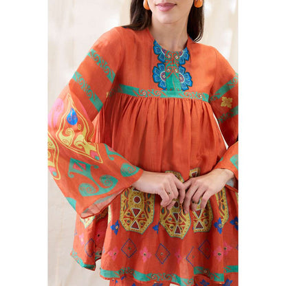 Soup by Sougat Paul Orange Kitchra Printed Co-Ord (Set of 2)