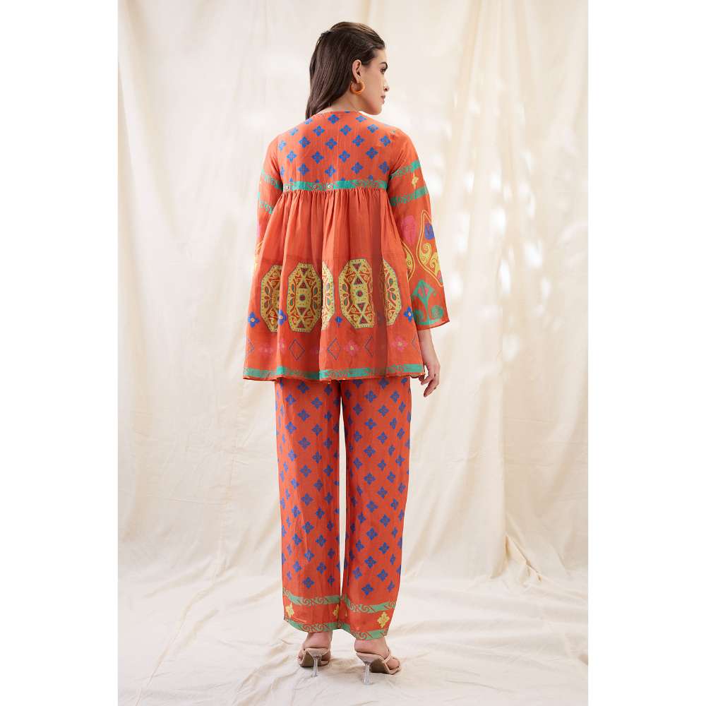 Soup by Sougat Paul Orange Kitchra Printed Co-Ord (Set of 2)