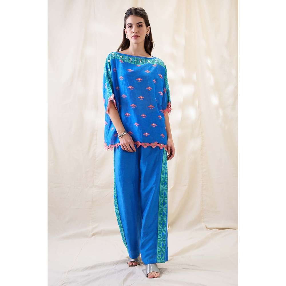 Soup by Sougat Paul Blue Kitchra Appliqued Embellished Co-Ord (Set of 2)