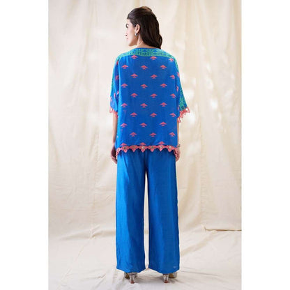 Soup by Sougat Paul Blue Kitchra Appliqued Embellished Co-Ord (Set of 2)
