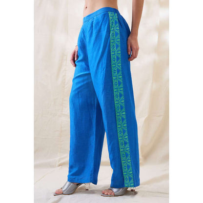 Soup by Sougat Paul Blue Kitchra Appliqued Embellished Co-Ord (Set of 2)
