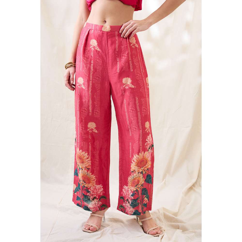 Soup by Sougat Paul Pink Ravya Floral Print Co-Ord (Set of 2)