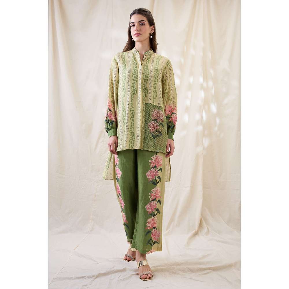 Soup by Sougat Paul Green Ravya Floral Print Co-Ord (Set of 2)