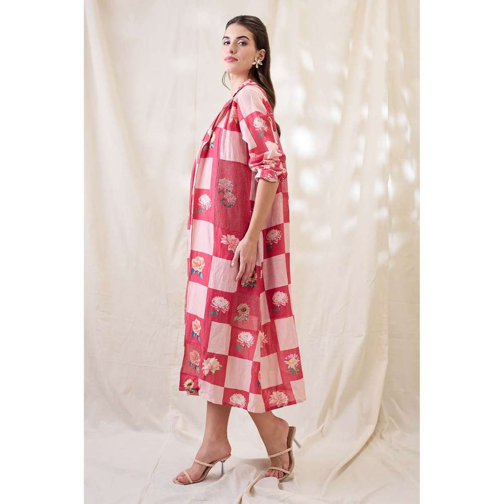 Soup by Sougat Paul Pink Ravya Floral Print Dress with Jacket (Set of 2)