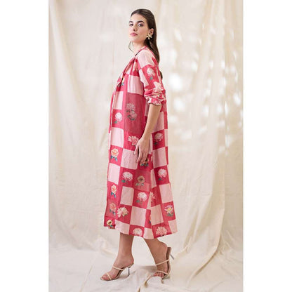 Soup by Sougat Paul Pink Ravya Floral Print Dress with Jacket (Set of 2)