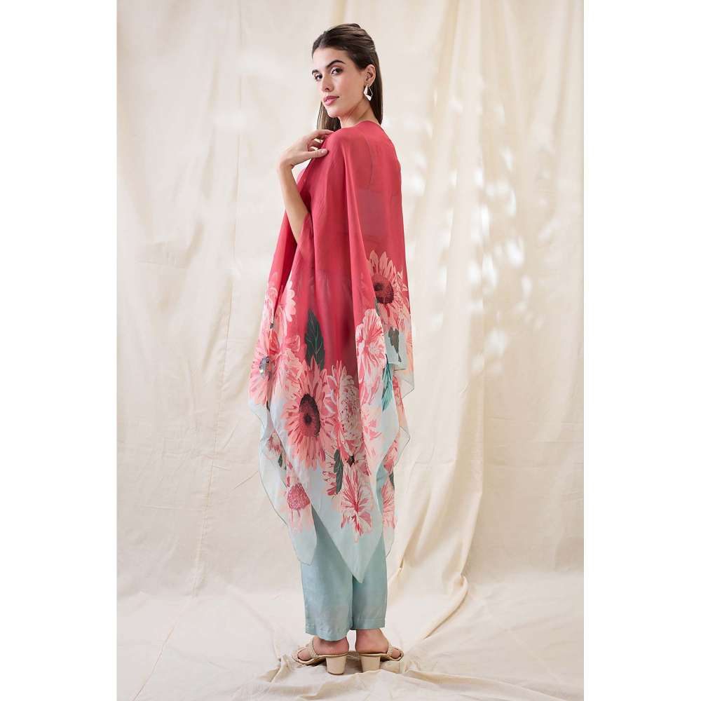 Soup by Sougat Paul Pink Ravya Floral Print Co-Ord (Set of 3)